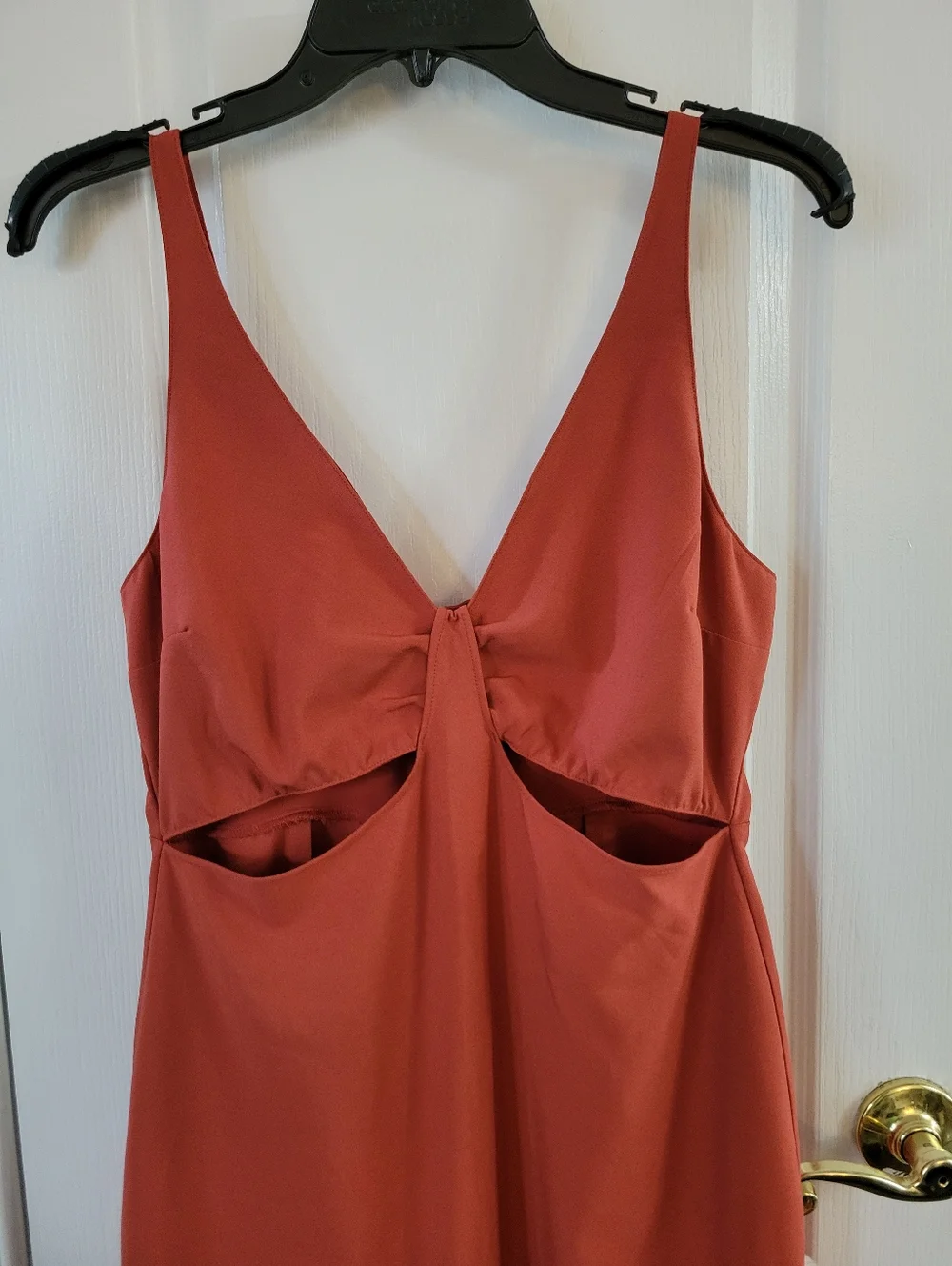 Abercrombie & Fitch Slim Cutout Midi Dress Terracotta Rust Orange Size Medium - Picture 3 of 10